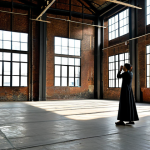 A contemporary art installation displayed inside a historic, rustic warehouse beside the Chao Phraya River in Bangkok, Thailand. Natural light streams through large windows, highlighting aged brick walls and steel beams. The art piece is a blend of traditional Thai woven textiles in earthy tones and repurposed metal structures, playing with light and shadow to reveal the building's industrial past and local craftsmanship. A few people, fully clothed in modest attire, are observing the installation with natural poses. Professional photography, high-resolution, sharp focus, natural lighting, perfect anatomy, correct proportions, well-formed hands, proper finger count, natural body proportions, safe for work, appropriate content, family-friendly.
