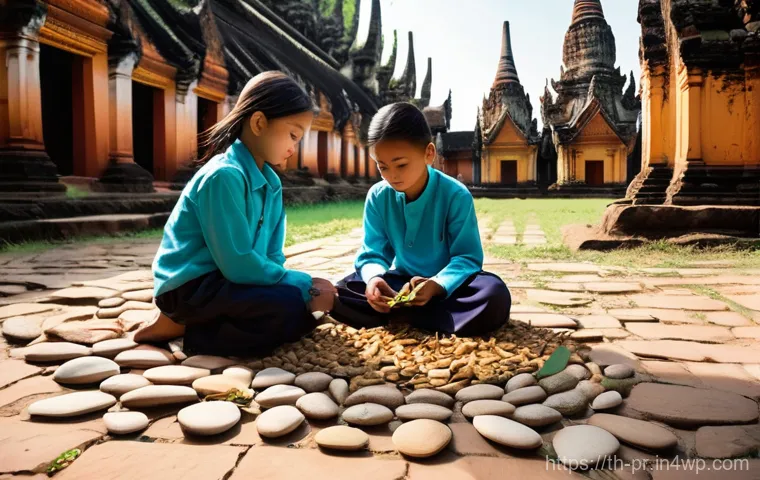 장소 특정적 예술의 교육적 접근법 - **Prompt:** A serene and inspiring scene set within the ancient, partially ruined courtyard of an Ay...