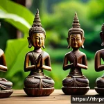 Home 23 장소 특정적 예술의 창작 과정 이해 - A traditional northern Thai rural community scene featuring handcrafted wooden sculptures made from ...