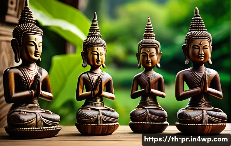 장소 특정적 예술의 창작 과정 이해 - A traditional northern Thai rural community scene featuring handcrafted wooden sculptures made from ...